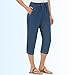 Women's Denim Capris With Pockets And Elasticized Waist, Denim, X-Large