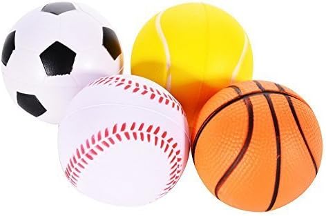 Thickyuan New 3.5 Inch Mini Soft PU Sports Balls Stress Noverty Toy Balls(Basketball Football Tennis Golf) Set of 4