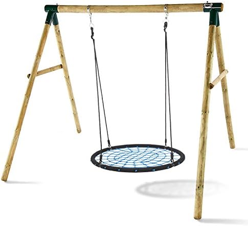 Fast 40" Tree Swing Round Net Hammock Chair Hanging Ropes Swing Outdoor Home Patio Deck Yard Garden,440lbs Capacity (Blue)