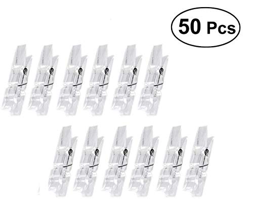 Ericotry 50PCS Spring Hanging Clips Clamps Clothespins Mini Clear Plastic Utility Paper Photo Clips Pegs for Hanging Photos Card Display DIY Arts Crafts Picture Decoration Scrapbooking