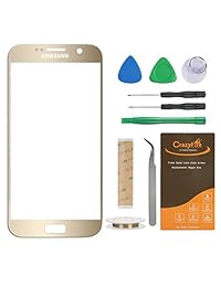 CrazyFire Compatible Samsung Galaxy S7 G930 Reemplazo de la pantalla de cristal de la lente externa delantera dorada, Pantalla táctil de reemplazo de la lente de cristal para Samsung Galaxy S7 G930