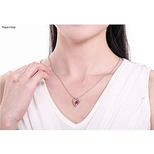 Happy Camp Forever Love Heart Women Necklace 925 Sterling Silver Birthstone Pendant Necklaces for Women with 925 Sterling Silver Chain and 5A Cubic Zirconia Jewelry for Women 18\'\' (Sliver-01-Jan)