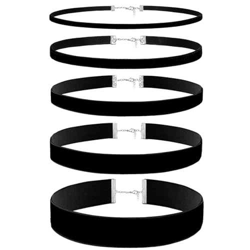 nylry 5PCS Black Choker Necklace for Women Black Velvet Choker Set Emo Chokers Gothic Necklace Goth Accessories Sexy Collar Chokers for Women Gothic Jewelry Set Halloween Gifts-Black at Amazon