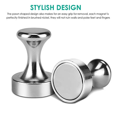 Alcoon 2 Pack Large Metal Magnetic Push Pins Silver Push Pin Magnets Hooks Hanger Idear for Hanging Coat, Bags, Jackets, Umbrellas, Backpack - Thumbnail 2