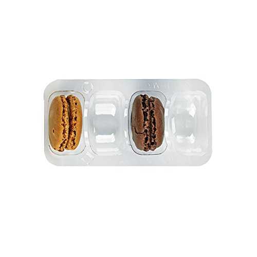 PacknWood Clear Plastic Macaron Insert with Clip Closure, Holds 4 Macarons (Case of 125 Sets)