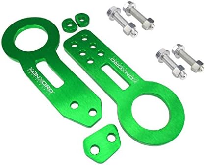 KonKord Performance JDM Green Anodized Billet Aluminum Racing Front & Rear Tow Towing Hook Kit TH1003-GR