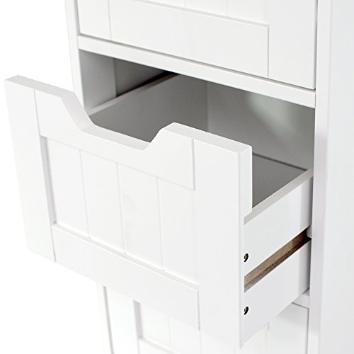 [- Home Discount Bathroom 4 Drawer Floor Standing Cabinet Unit Storage Wood, White  -]