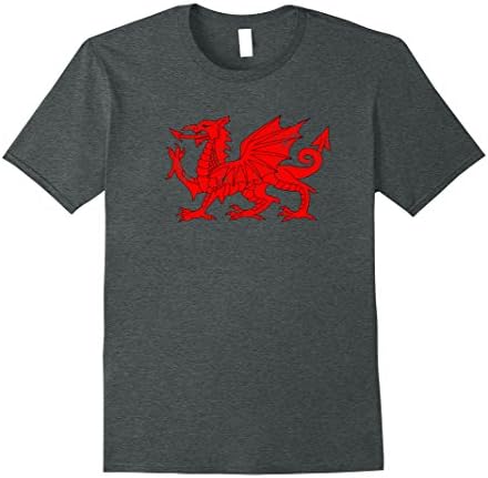 Mens Wales Dragon Flag T-shirt Welsh Retro 2XL Dark Heather