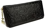Heshe Women's Genuine Leather Purse Organizer Wallet Zippered Clutch Card Holder
