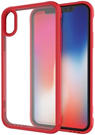 LEEU DESIGN 2 in 1 TPU Bumper+ Acrylic Clear Anti-Scratch Shockproof Case Accessories Phone For iPhone X Case (Red)