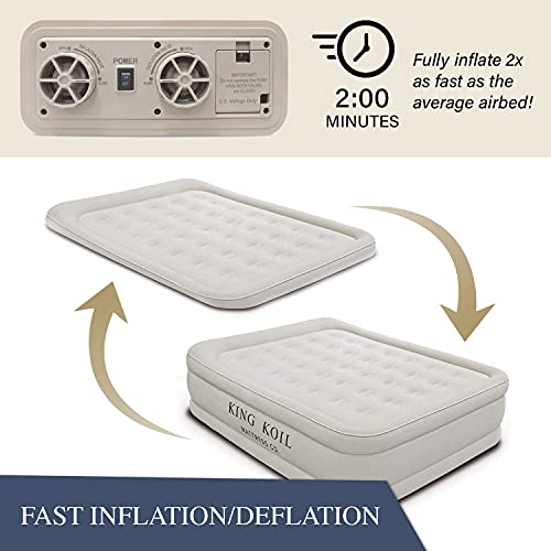 King Koil Luxury Queen Size Air Mattress with Builtin Pump, Plush Top