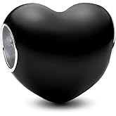 HuooNew 925 Sterling Silver Charms for Bracelets Necklaces Sapphire Lake Blue, Black, Green Enamel Heart Beads, Fits European Bracelets Necklaces Holiday Jewelry Gift for Womem