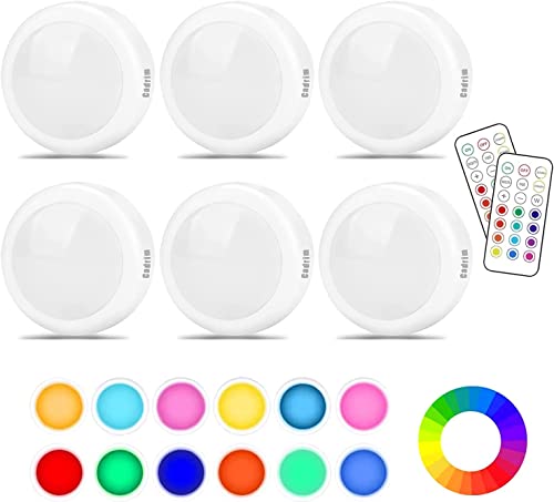 Photo 1 of Puck Lights, Cadrim 13 Colors Changeable LED Puck Lightings, LED Lights for Bedroom, Under Cabinet Lights, Under Cabinet Lighting with 2 Wireless Remote Controls for Kitchen(6 Pack)