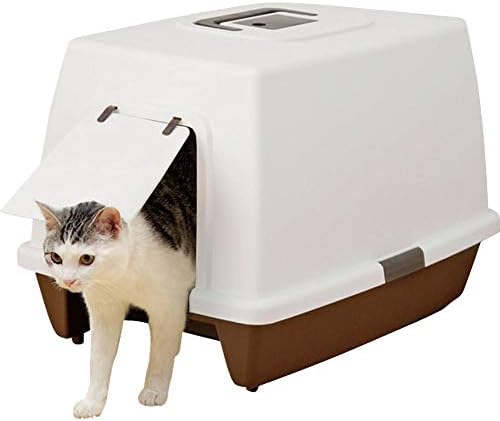 アイリスオーヤマ 猫用トイレ本体 砂落としマット付脱臭ネコトイレ 抗菌 ご注文で当日配送 大型 スコップ付き ブラウン フルカバー