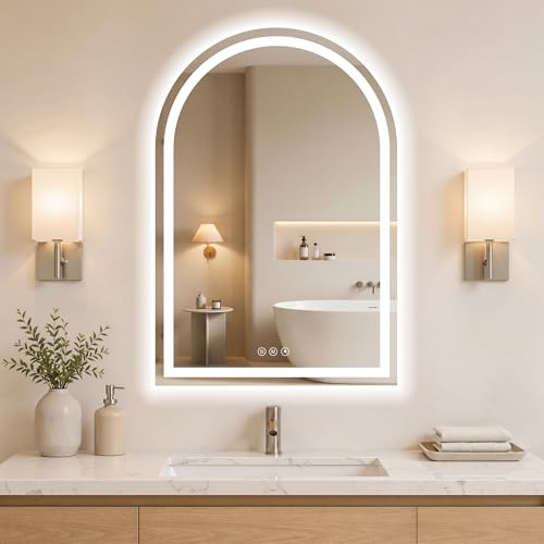 WISSMIELS Arched LED Bathroom Mirrors Lights 24"x32