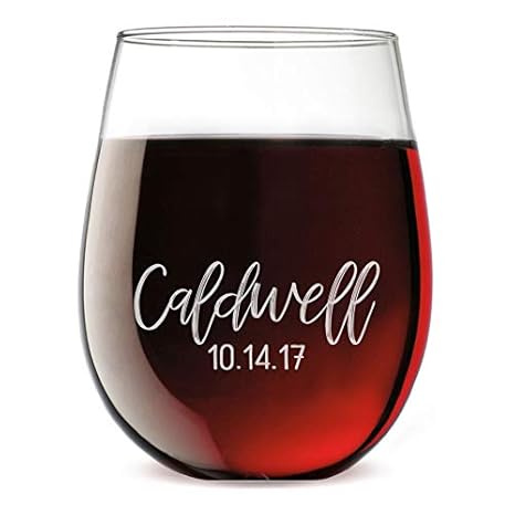 Personalized Etched Stemless Wine Glass
