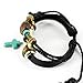MORE FUN Turquoise Cross Pendant Black Handmade Leather Wrap Bracelet, Adjustable