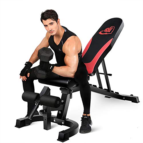 Fitness Power Rack Power Cage Home Gym Equipment Exercise Stand Olympic Squat Cage with LAT Pull Attachment, Multi-Grip Pull-up Bar and Dip Handle (Adjustable Bench 800lbs)