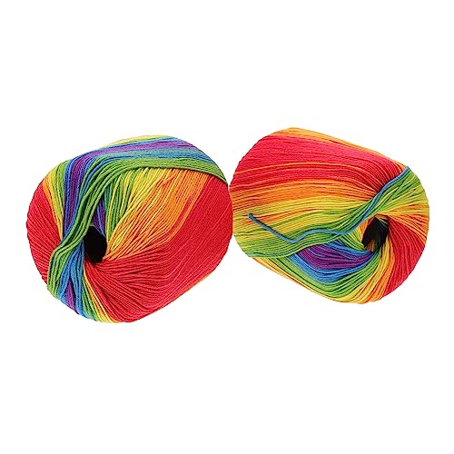 OHPHCALL 2rolls DIY Knitting Thread of Variegated Yarn Cotton Crochet Thread Bright Comfortable