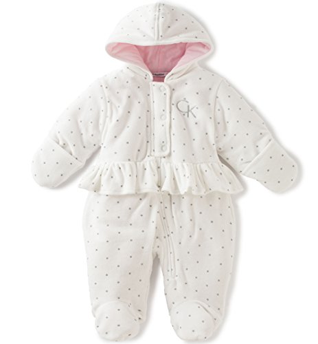 Calvin Klein Baby Girls' Hooded Velour Pram, Vanilla, 3-6 Months