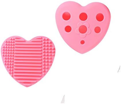 Makeup Brush Cleaner by Huemi Beauty | Holder Silicone Pad/Mat | Multi-Color Heart-Glove Shaped Essential Design for Cleaning and Drying