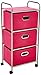 Honey-Can-Do 3 Drawer Rolling Cart - Pink CRT-02348 Pink, 11.5 in L x 16.125 in W x 35.5 in H (29.2 cm L x 41 cm W x 90.2 cm H)