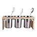 IMEEA Silverware Caddy Flatware Holder Stainless Steel Utensil Caddy Organizer with Wood Base for Countertop Parties Kitchen