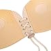 Self Adhesive Bra, Strapless Sexy Deep V Reusable Wing Shape Bra Backless Invisible Push Up Bra with Drawstring D Nude