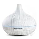 LEMON 300 ml Cool Mist Air Humidifier Ultrasonic Aroma Essential Oil Diffuser for Office, Home, Bedroom, Living Room, Study, Yoga, Spa; White Wood Grain with Multiple Lighting Options
