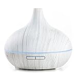 LEMON 300 ml Cool Mist Air Humidifier Ultrasonic Aroma Essential Oil Diffuser for Office, Home, Bedroom, Living Room, Study, Yoga, Spa; White Wood Grain with Multiple Lighting Options