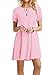MOLERANI Women's Casual Plain Simple T-Shirt Loose Dress (M, Short Sleeve-Pink)