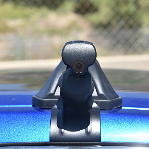 Topline Autopart Universal 50" Window Frame Square Style Aluminum Roof Rack Rail Cross Bars (Black) For 4 Door Models Vehicles
