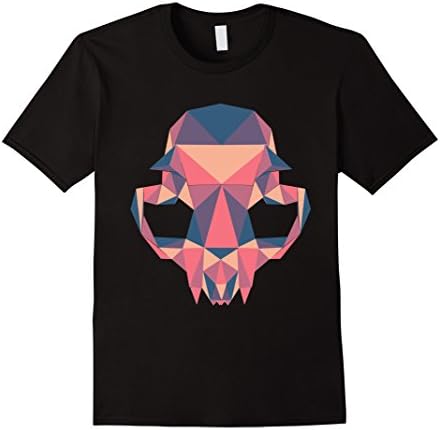 Mens The Happy Floof : Geometric Cat Skull T Shirt Large Black