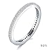 BORUO 2MM 925 Sterling Silver Ring, Cubic Zirconia CZ Wedding Band Stackable Ring Size 9