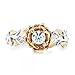 Women's Vintage Two Tone Blooming Rose Bridal Engagement Wedding Halo Promise Eternity Rings