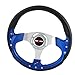 Rxmotor 320MM 6 Bolts JDM Horn Button Steering Wheel Universal Fit Not Include Hub Adapter (BLUE)