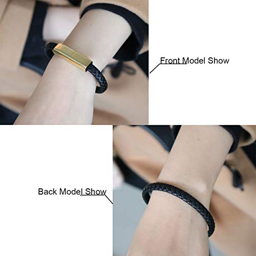 GVUSMIL USB Leather Charging Bracelets Portable Braided Wrist Band Cable Data Charger for iPhone (7.9inch)