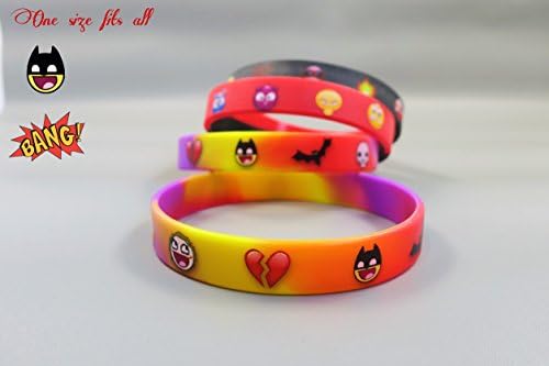 Cartoon Emoji Silicon Wristbands for Any Age Group (Quality 6-Pack) | Only Set in the Market | High-Quality Print | Smooth Rubber Bracelets | Vibrant Emoticons | Party Supplies | Superhero Bands