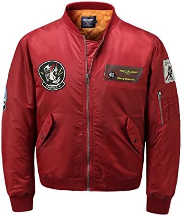 AVIDACE Classic Bomber Jacket Men Nylon Quilted with Patches