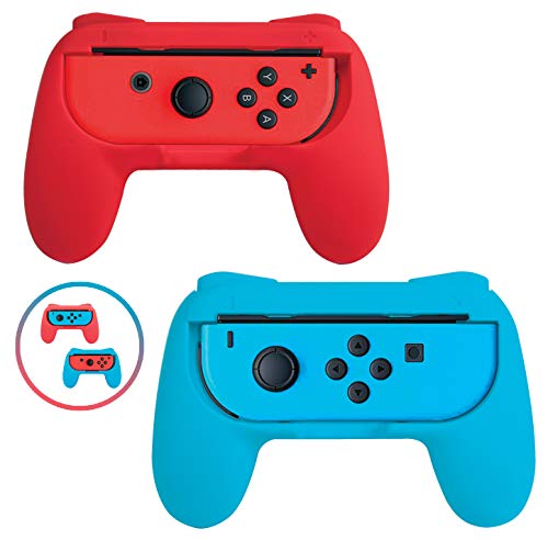 Beastron Grips Compatible with Nintendo Switch Joy Cons, Wear-Resistant Handle Kit for Nintendo Game Switch Joy-Cons Controller, 2 Pack (Red & Blue)