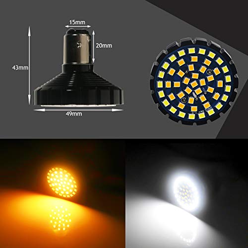Miniclue 2-Inch White/Amber Switchback 1157 LED Front Turn Signal Light Bulbs For Harley Davidson,Full Can-bus No Hyper Flash No Resistor Required Replacements