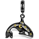 GNOCE Star Killer Whale Charm Pendant Sterling Silver Black Whale Animals Charms Bead Fit Bracelet/Necklace Jewelry Gift for Women Men