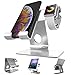 ZVEproof Desktop Cell Phone Stand, Phone Dock Cradle Tablet Stand Holder, for Switch, iWatch, iPad, E-Reader, Mobile Phone, Android Smartphone, iPhone 12 Xs Max Charging (with 42mm Case), Silver