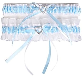 Yiweir Women Tulle Elegant Bride Wedding Party Garters Blue Boeknot One Size