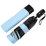 Rainlax Inverted Umbrella Newest Fully Auto-Close Compact Anti-UV Parasol Windproof Rain & Sun Folding Umbrellas - Light Blue