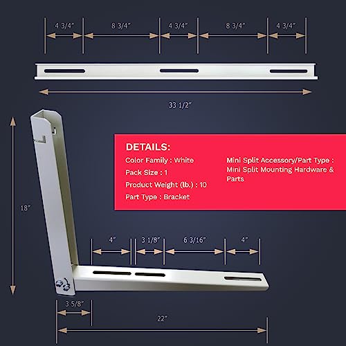 DuctlessAire Outdoor Wall Mounting Bracket HeavyDuty, Adjustable