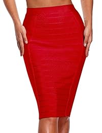 Hego H1863 falda con rayas laboral a media pierna con cuentas