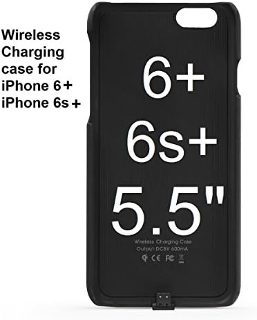 iPhone 6/6s Plus + 5.5" BMR Qi Wireless Charging Receiver Phone Case, Black Slim Charger Case - Compatible with Any Qi Wireless Charger Dock Charging Pad