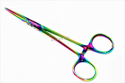 Premium 1 Each 5.5" Straight Hemostat Forceps Locking Clamps Stainless Steel Set-Multi Rainbow Color