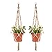 Accmor Plant Hanger 4 Legs 3.3 ft with Beads and Ring, Strong Macrame Handmade Jute Indoor Outdoor Patio Deck Ceiling Plant Holder for Round Square Pots, Retro Feeling Unmatched Finesse(2 Pack)